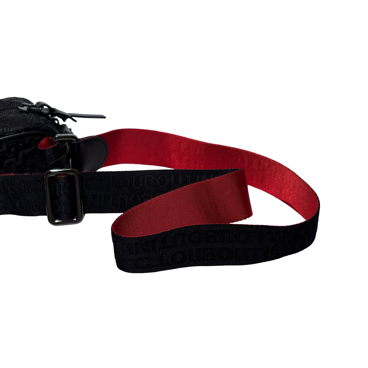 Used CHRISTIAN LOUBOUTIN Logo Textured ParisNYC Belt bag Black Red Silver