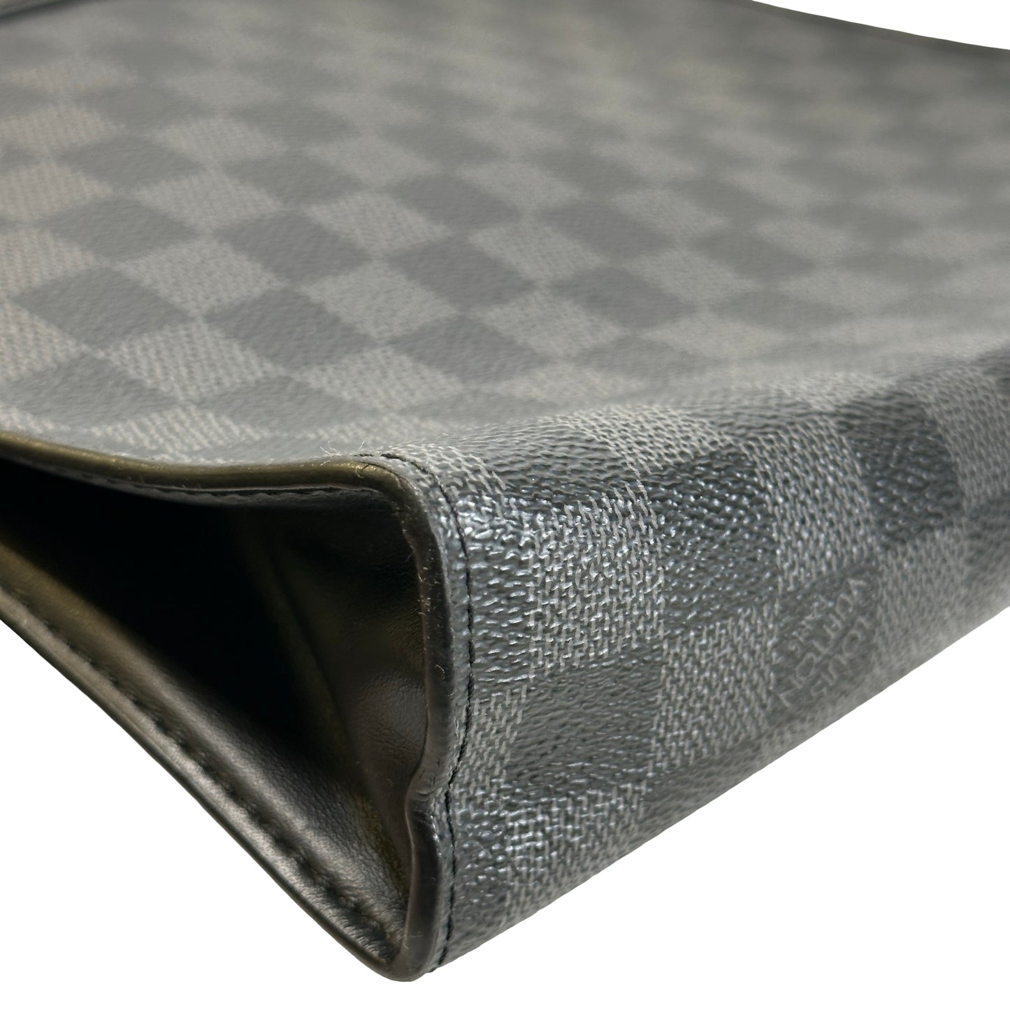 Used LOUIS VUITTON Damier Graphite Canvas Leather Trio Messenger Cross body bag Black Grey
