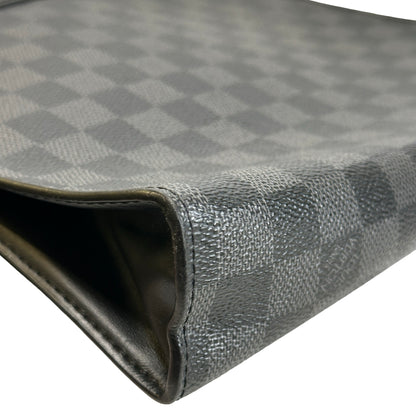 Used LOUIS VUITTON Damier Graphite Canvas Leather Trio Messenger Cross body bag Black Grey