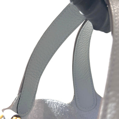 Used HERMÈS Clemence leather Picotin 18 Bucket Bag po gris pantin GHW