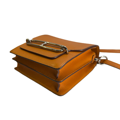 Used HERMES Leather Mini Roulis Crossbody Bag Orange