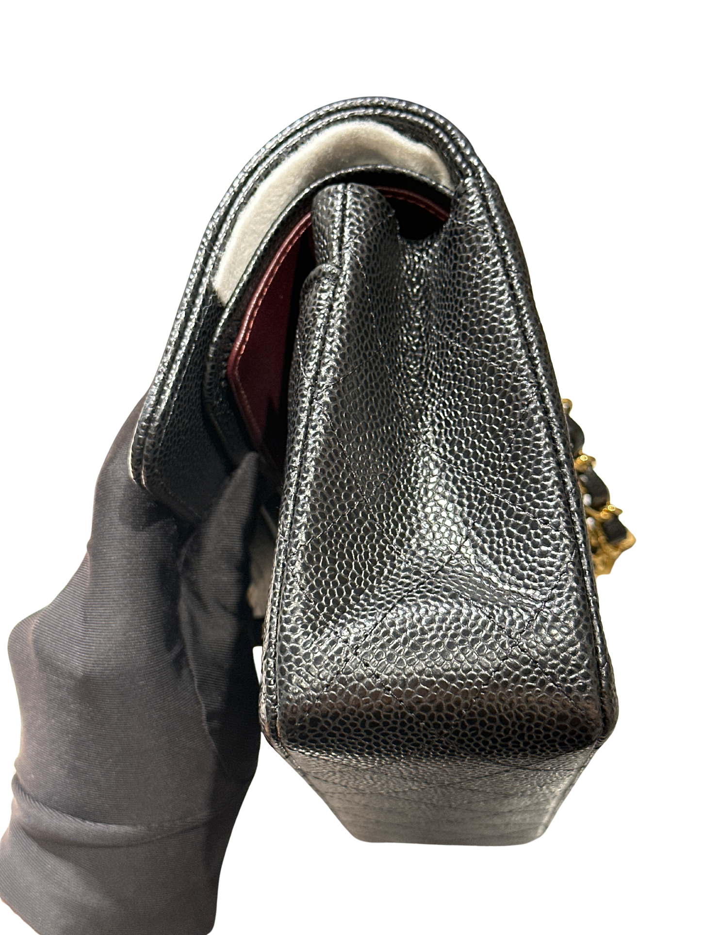 CHANEL Caviar Quilted CF23 Shoulder Bag Black Gold
