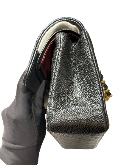CHANEL Caviar Quilted CF23 Shoulder Bag Black Gold