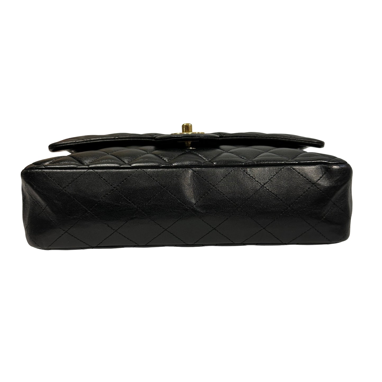 Used Chanel Calfskin Leather CF 25 Shoulder Bag Black GHW