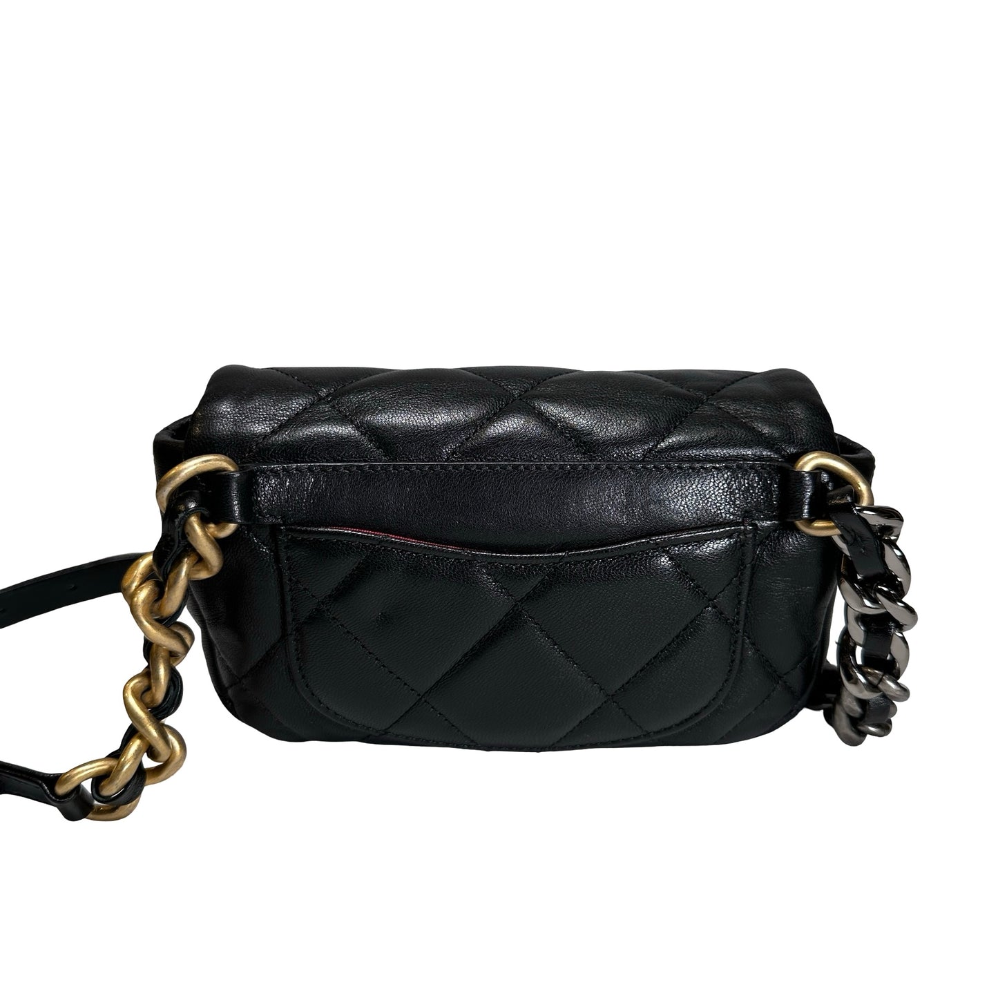 Used CHANEL Lambskin Quilted Chanel 19 Belt bag Black GHW