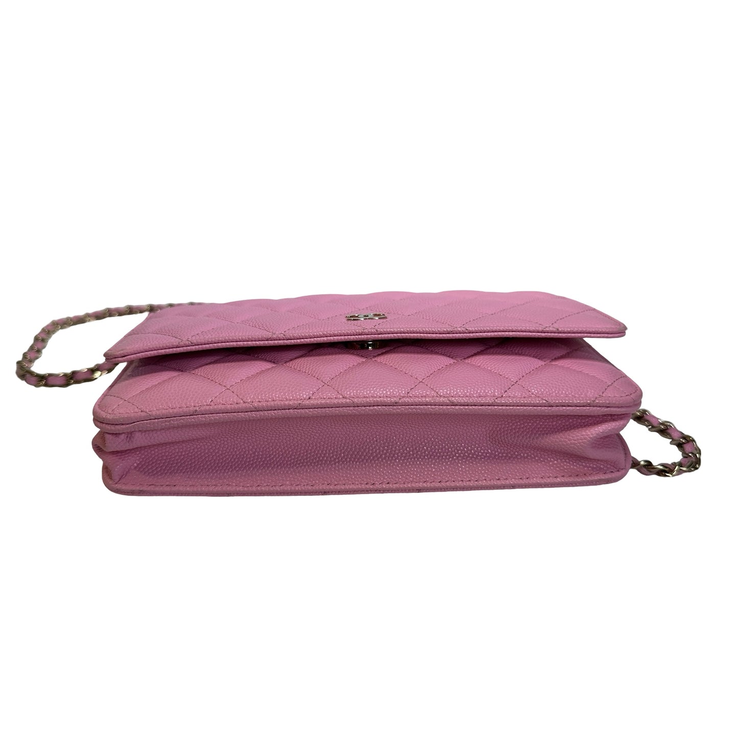 Used CHANEL Caviar Gold tone Wallet on chain Wallet on chain Pink
