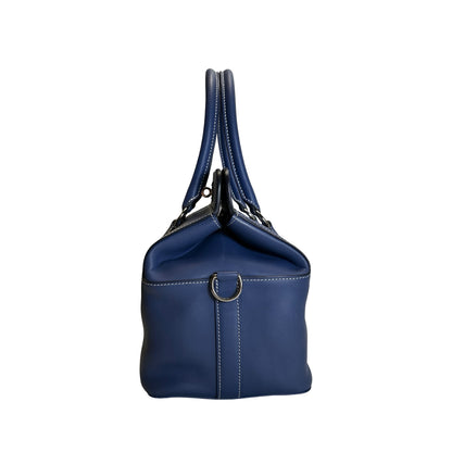Used HERMES Leather Toolbox Handbag Blue