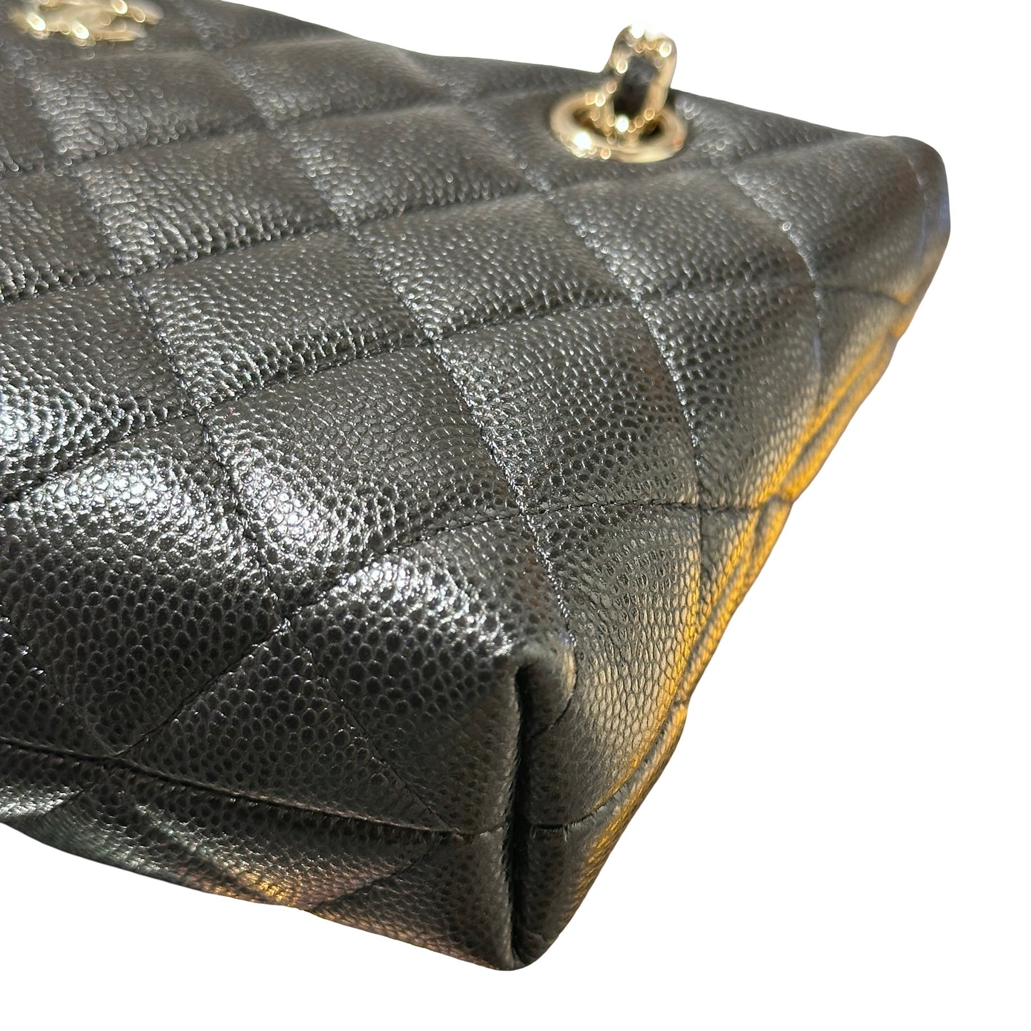 Used CHANEL Caviar Leather Mini Clutch with Chain Cross Body Bag Black GHW