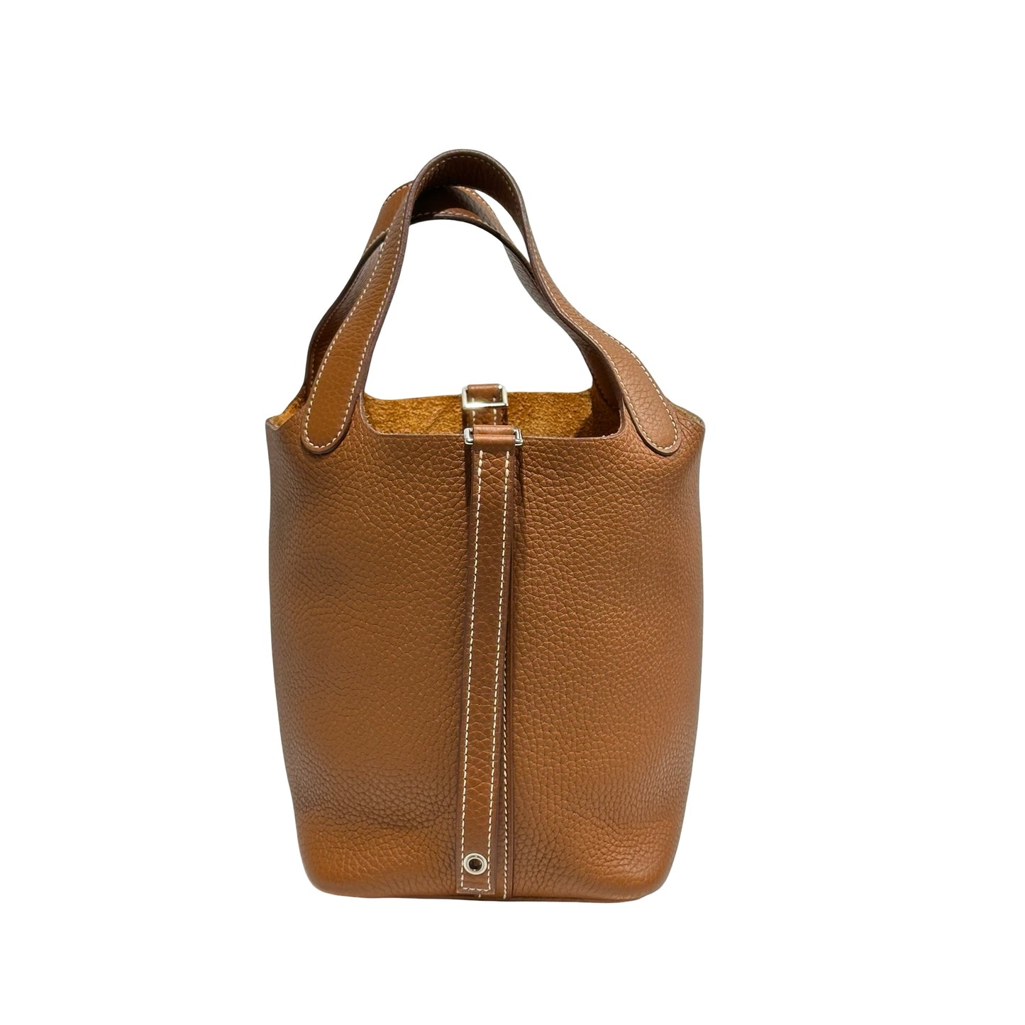 Used HERMÈS Clemence leather Picotin Handbag Brown PHW