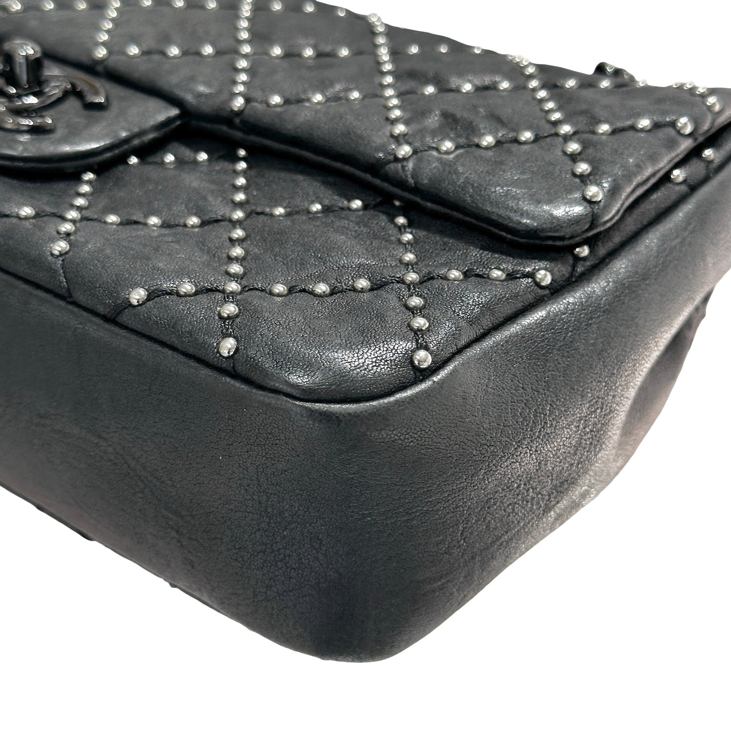 Used CHANEL Lambskin Leather Flap Shoulder Bag Black