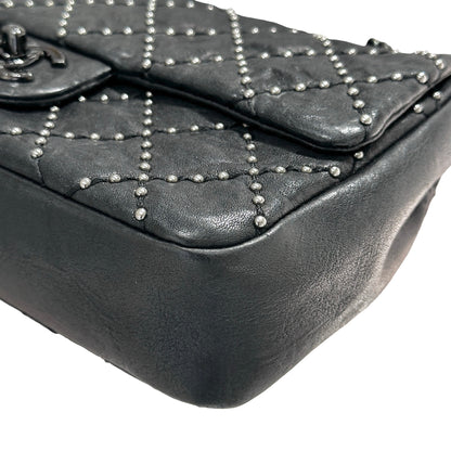 Used CHANEL Lambskin Leather Flap Shoulder Bag Black