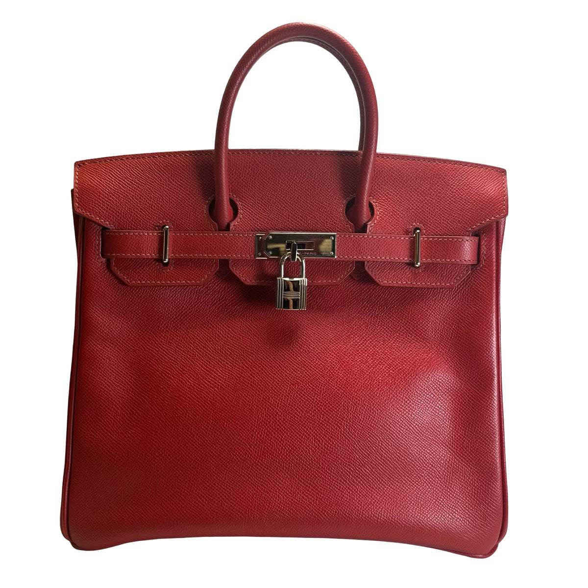 Used HERMES Epsom HAC 28 Handbag Red PHW