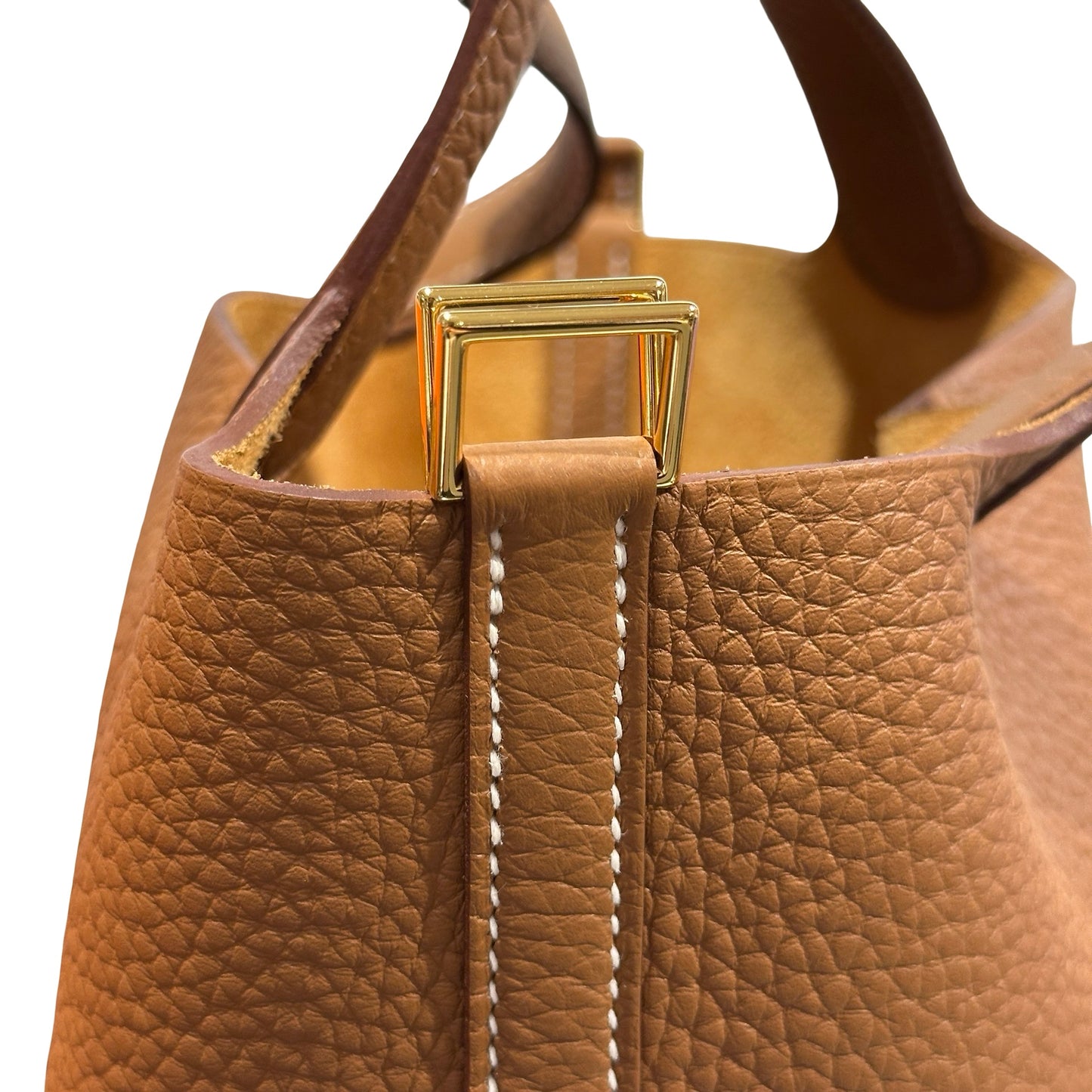 New HERMÈS Clemence leather TC Picotin 18 Bucket Bag Gold GHW