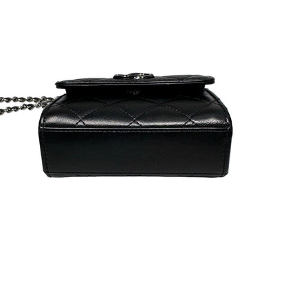 Used Chanel Mini with handle Chain Shoulder Bag Black PHW