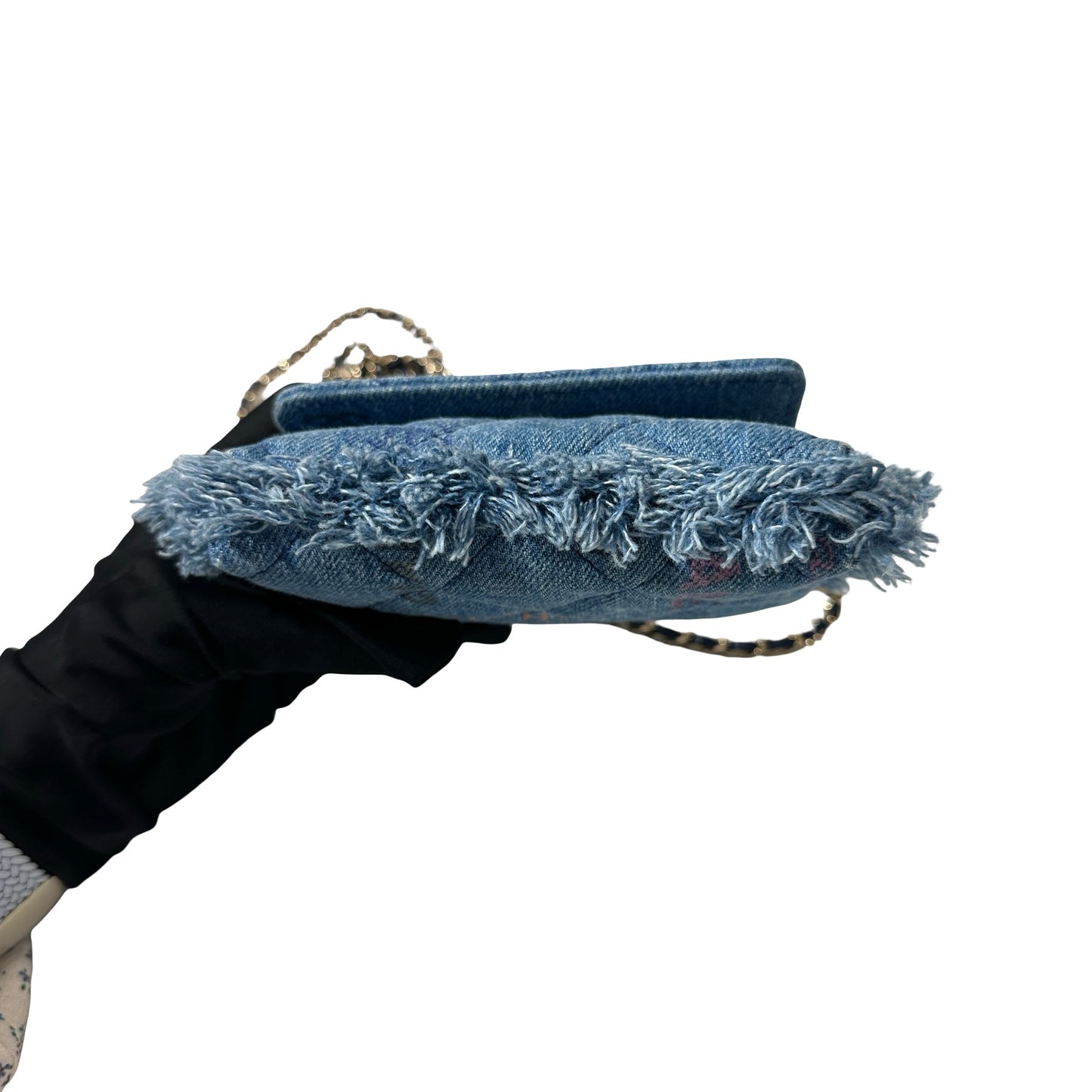 Used CHANEL Cross Body Bag Denim blue GHW