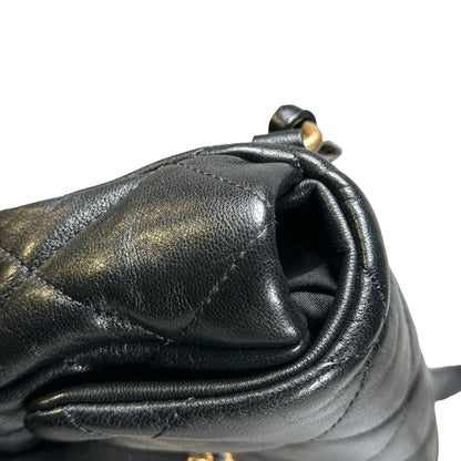 Used CHANEL Lambskin Quilted Chanel 19 Belt bag Black GHW