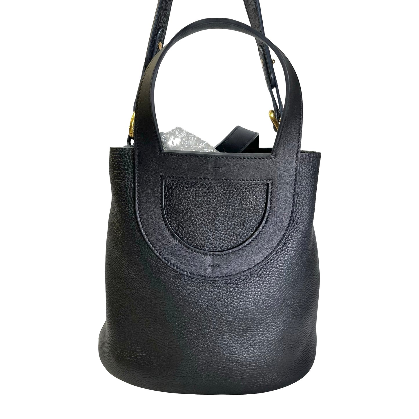 HERMES Clemence Swift In the Loop Bucket Bag Black GHW