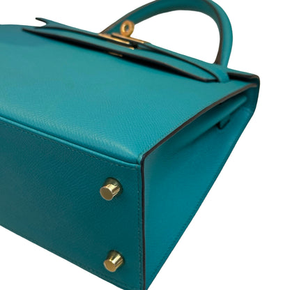 Used HERMES Epsom Kelly 25 Handbag Green GHW