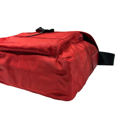 Used Prada Nylon Cross Body Bag Red PHW