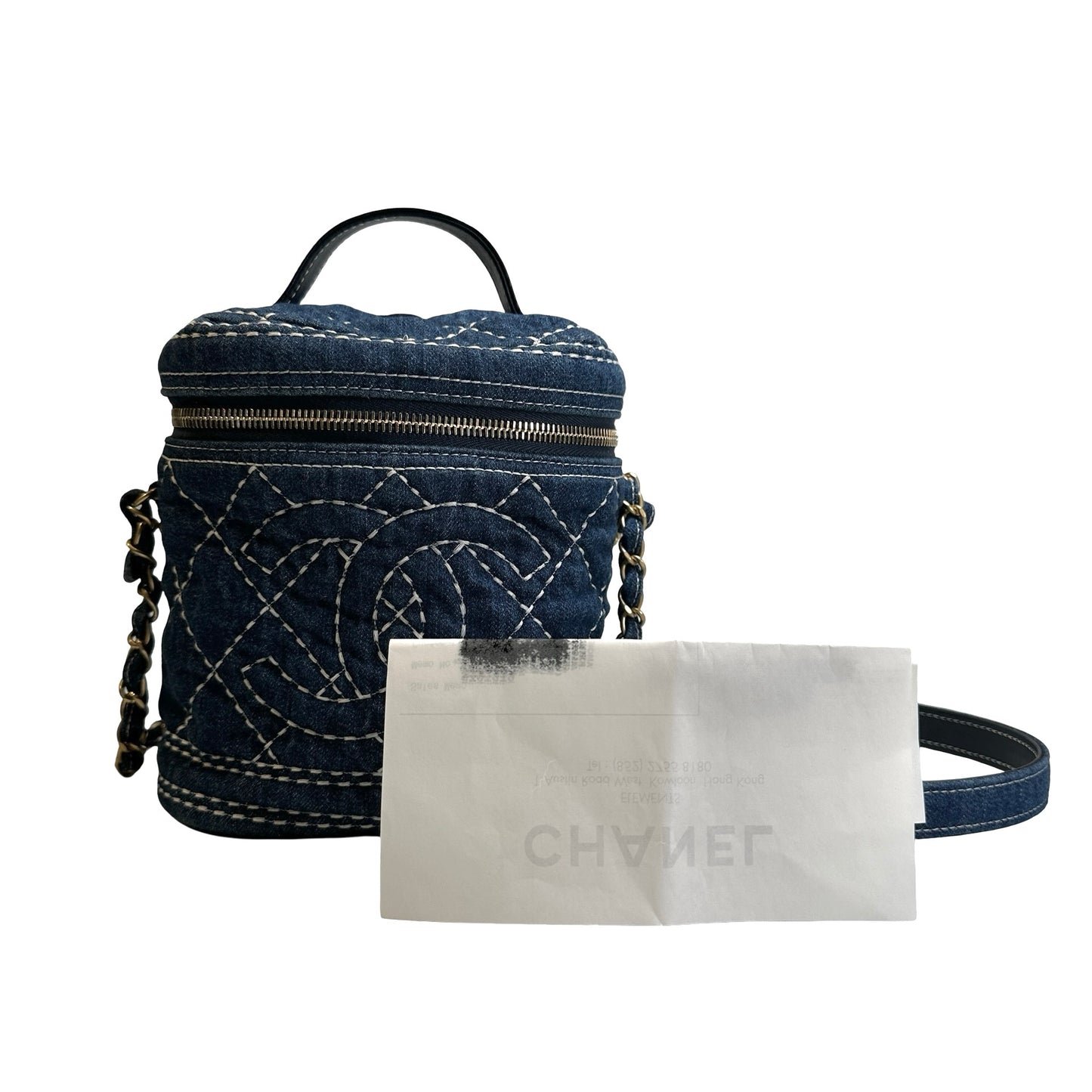 Used CHANEL Denim Bucket bag Cross body bag Denim blue
