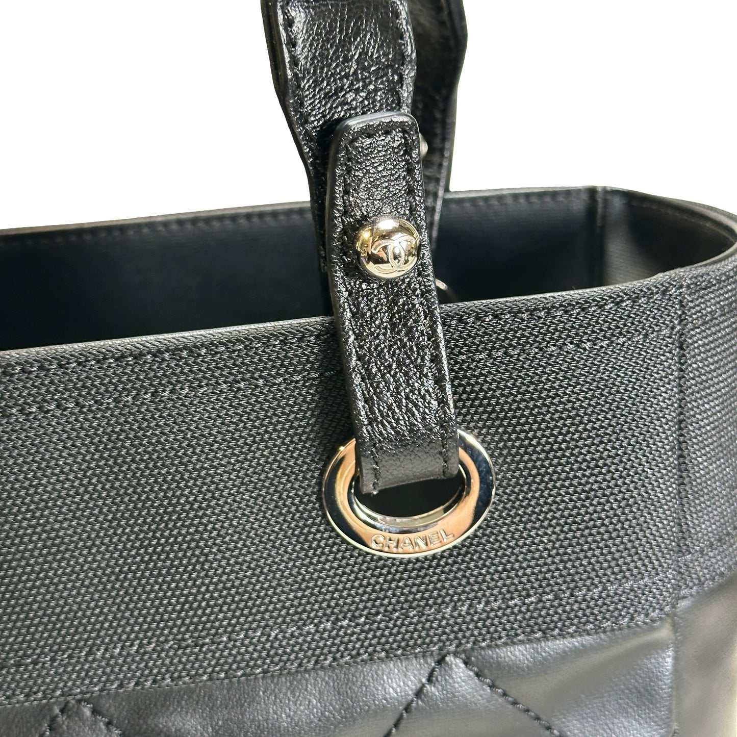Used CHANEL Quilted Coated Canvas Vintage Tote Bag Tote Bag Black