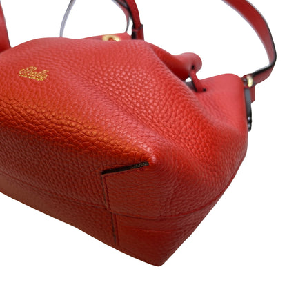 Used BALLY Leather Drawstring Bucket Bag Bucket Bag Red GHW