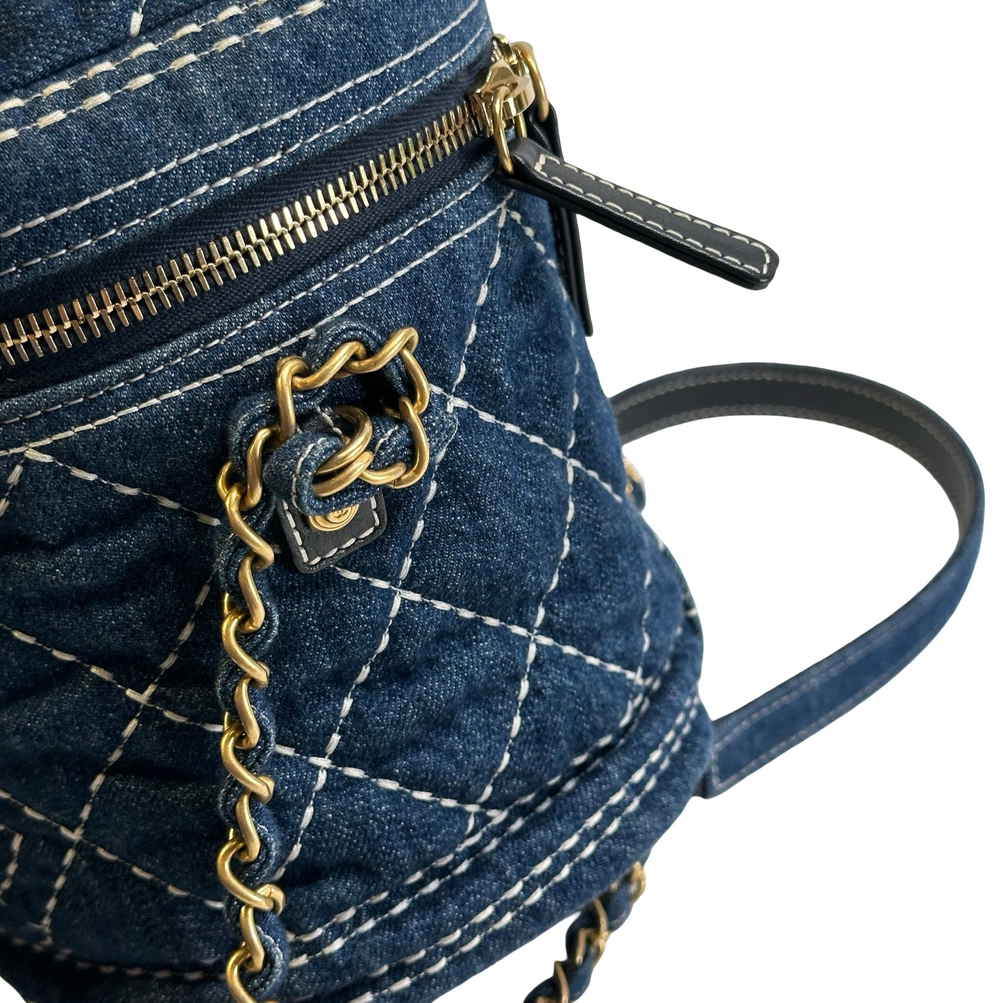 Used CHANEL Denim Bucket bag Cross body bag Denim blue