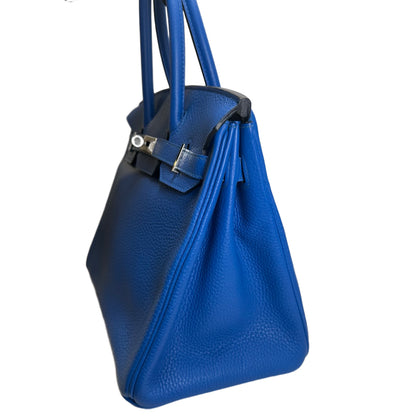 Used HERMES Togo Birkin 30 Handbag Blue PHW