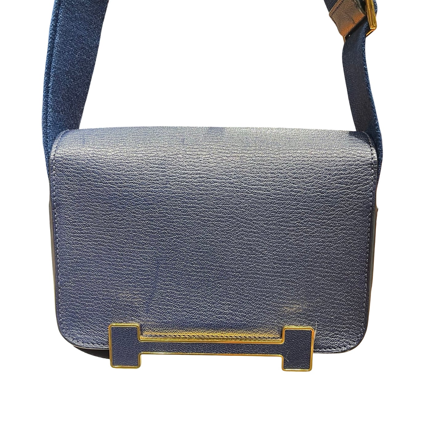 Used HERMÈS Geta Shoulder Bag Navy Blue GHW