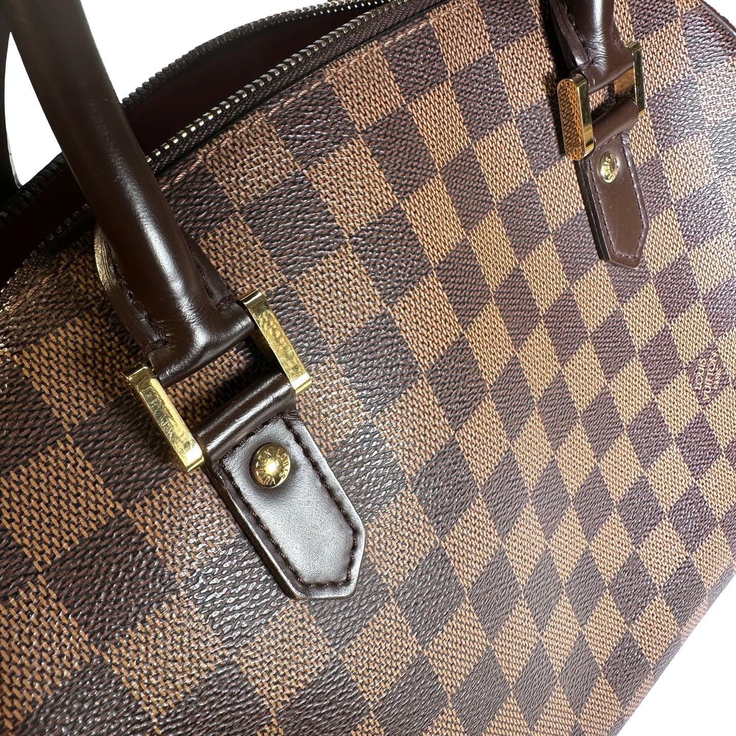 Used LOUIS VUITTON Damier Ebene Triana Handbag Brown GHW