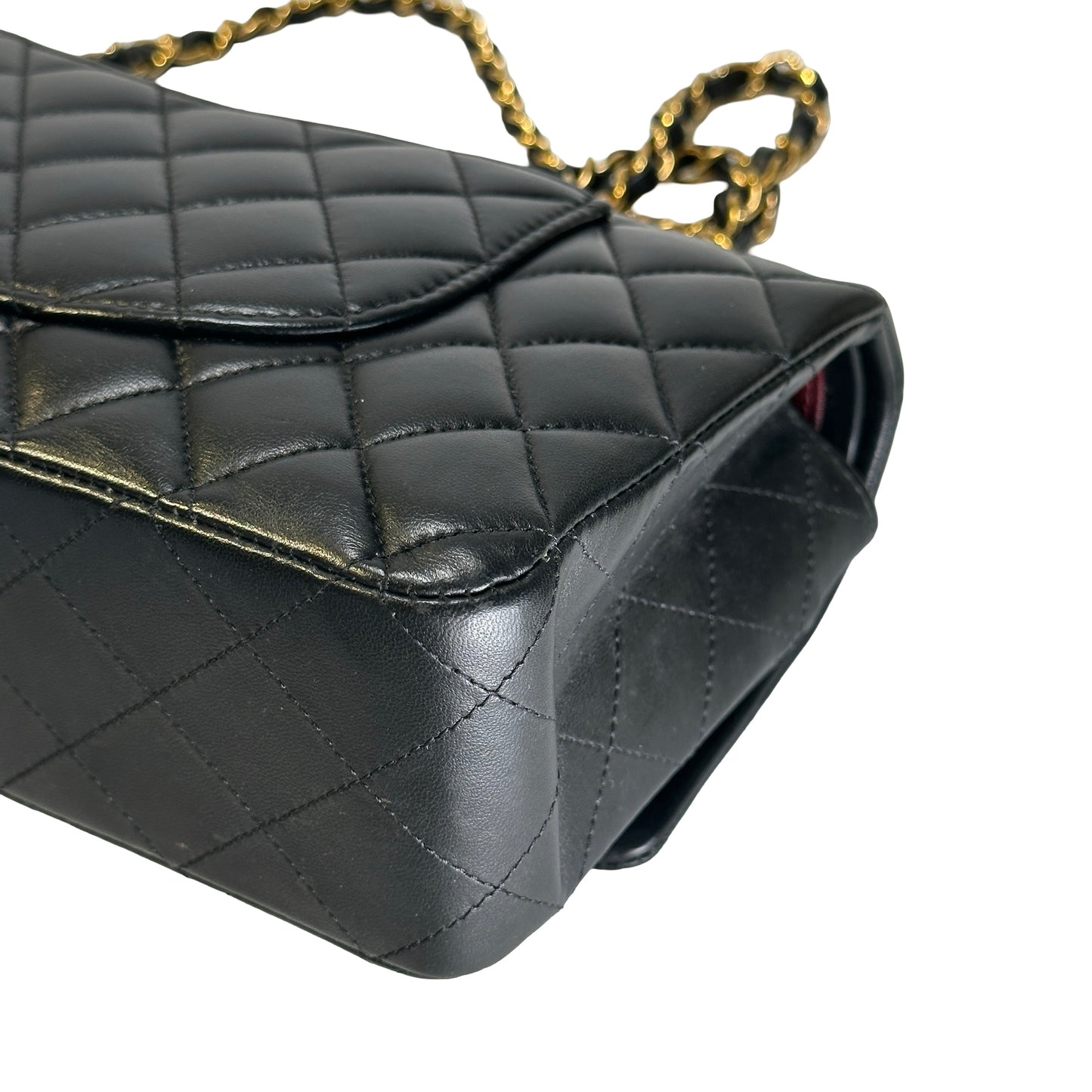 Used CHANEL Quilted Lambskin CF25 Shoulder Bag Black Gold