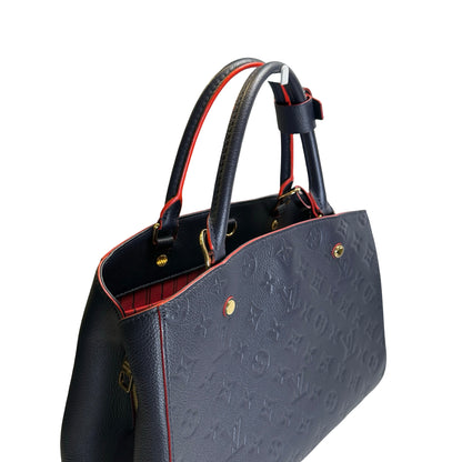 Used LOUIS VUITTON Monogram Empreinte Montaigne Handbag Black Red