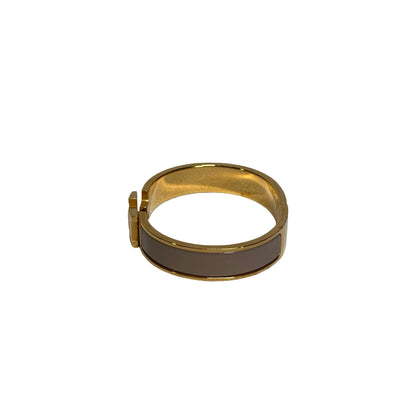 Used HERMES Enamel Gold Plated Clic H BANGLE Beige GHW