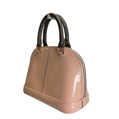 Used LOUIS VUITTON Monogram Vernis Alma Handbag Rose Velours Brown