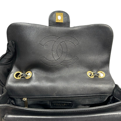 Used Chanel Lambskin Leather FLAP Shoulder Bag Black GHW