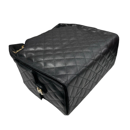 New Chanel 25 Medium Chain Shoulder Bag Black GHW