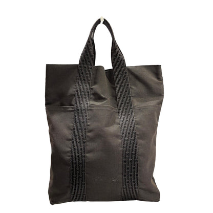 Used HERMES Canvas Herline Tote Tote Bag Grey