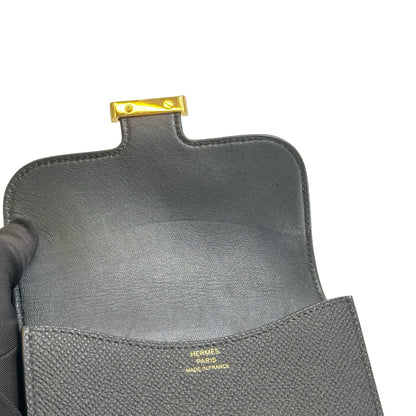 Used HERMES Epsom Constance Slim Wallet Black Gold
