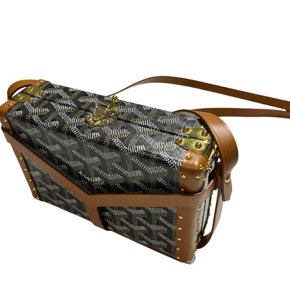 Used GOYARD Goyardine Minaudiere Crossbody Bag Black Brown