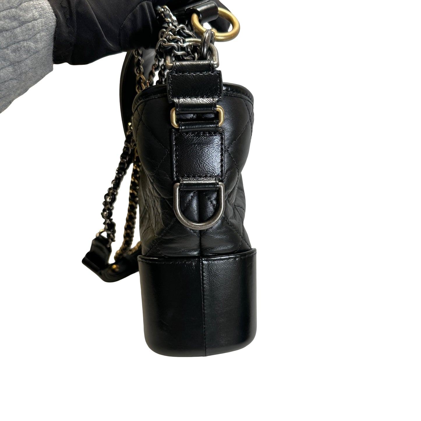 Used CHANEL Quilted Calfskin Gabrielle Hobo Shoulder Bag Black