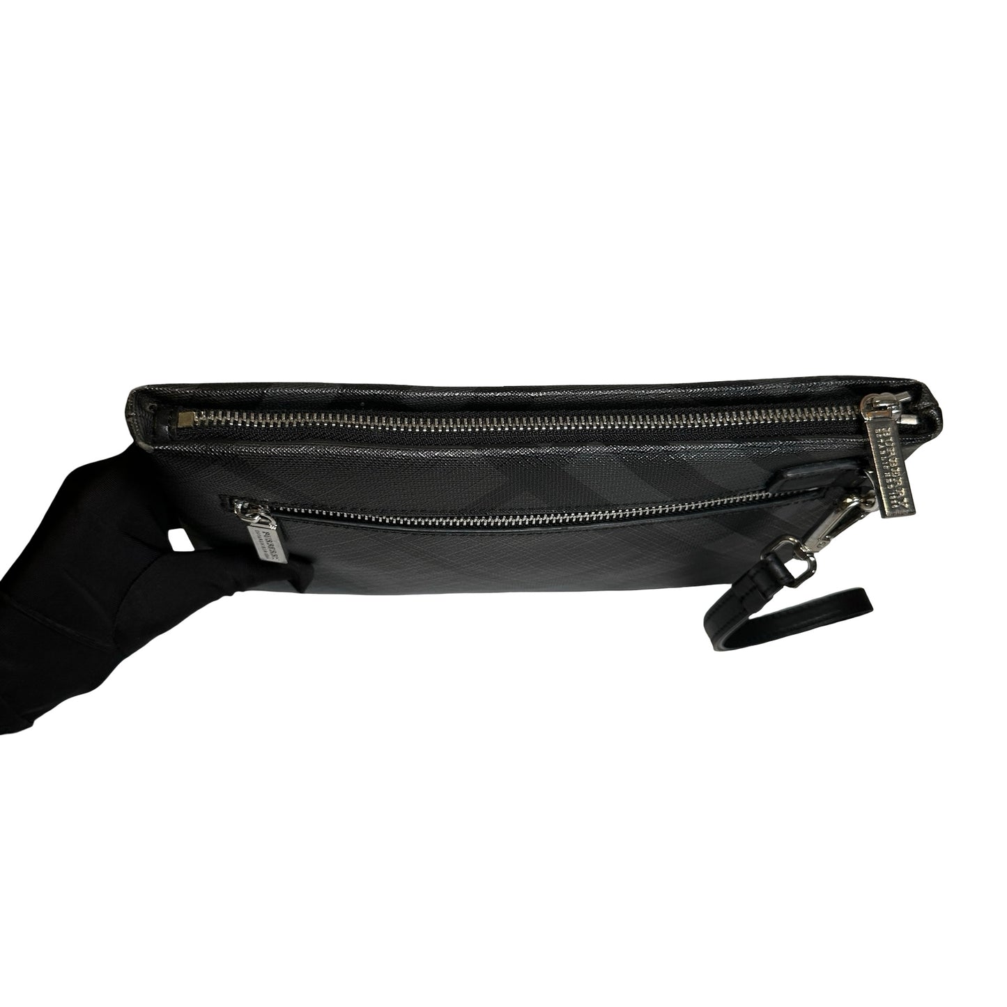 Used BURBERRY London Check Clutch Clutch Black Grey