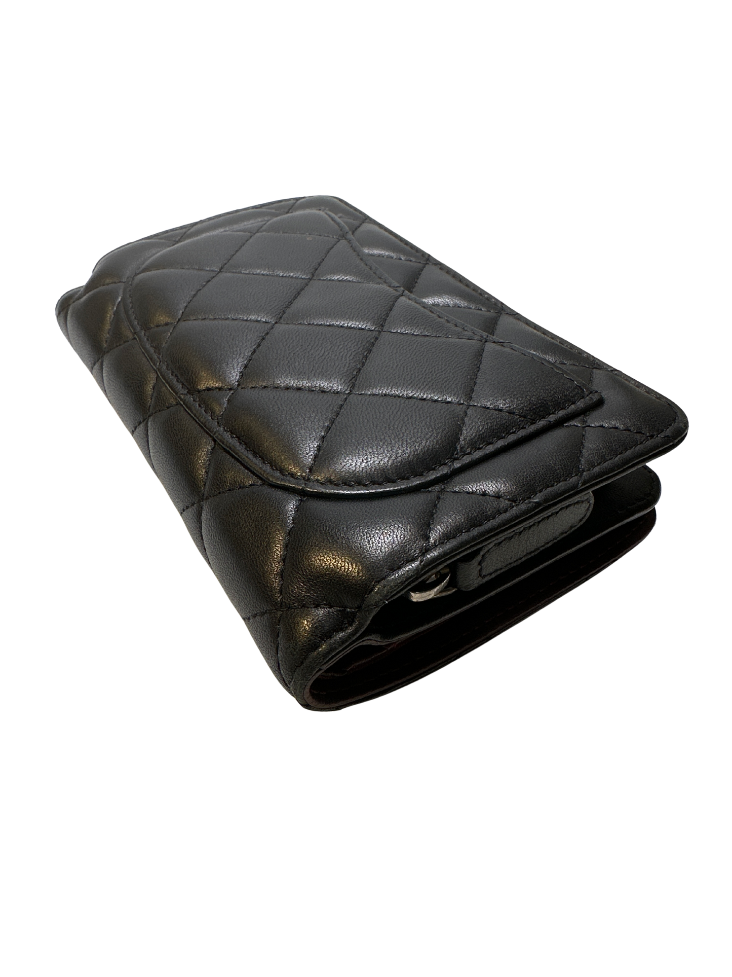 CHANEL Matelasse Lambskin Matelasse Long Wallet Black