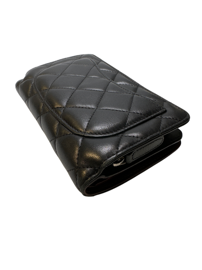 CHANEL Matelasse Lambskin Matelasse Long Wallet Black