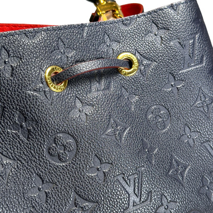 Used LOUIS VUITTON Monogram Empreinte NéoNoé Bucket Bag Navy Blue