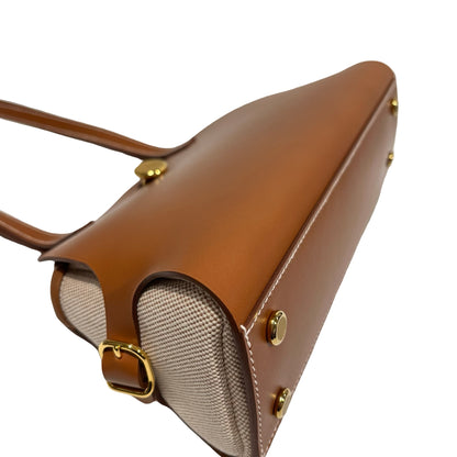 Unused Hermès Swift leather Canvas SAC TABLIER SELLIER Shoulder Bag Brown GHW