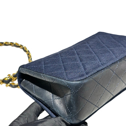 Used CHANEL Flap Cross Body Bag Navy Blue GHW