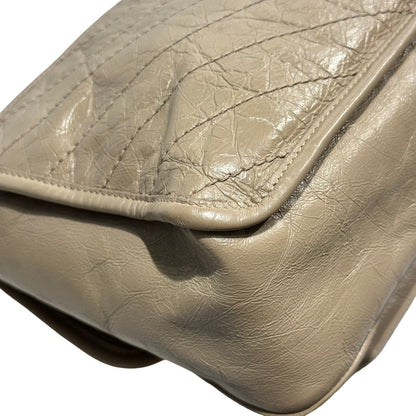 Used SAINT LAURENT Chevron Quilted Niki Chain Shoulder Bag Beige