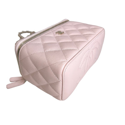 Used CHANEL Quilted Caviar Long Vanity Case Vanity case Pink