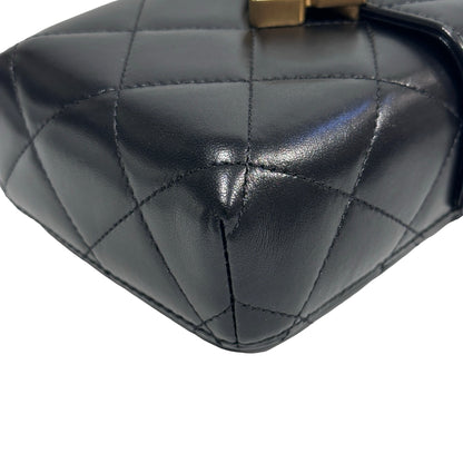 Used CHANEL Quilted Lambskin Plexi Box Bag Shoulder Bag Black Gold