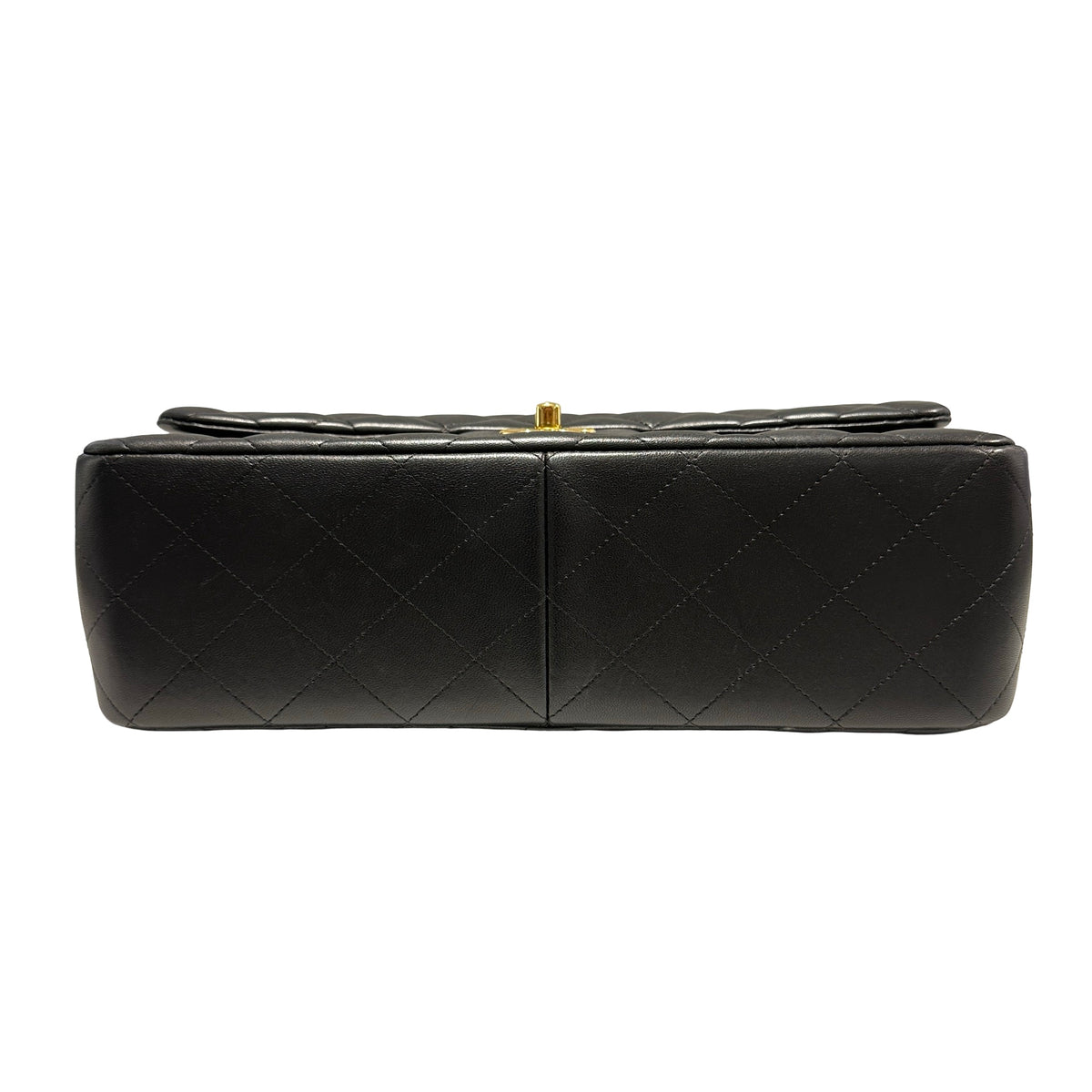 Used CHANEL Lambskin Quilted Jumbo Shoulder Bag Black Gold